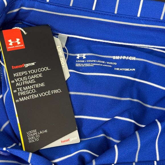 Under Armour Polo Shirt Men Small Loose Fit Heat Gear Stripe Golf Business NEW - Picture 6 of 10
